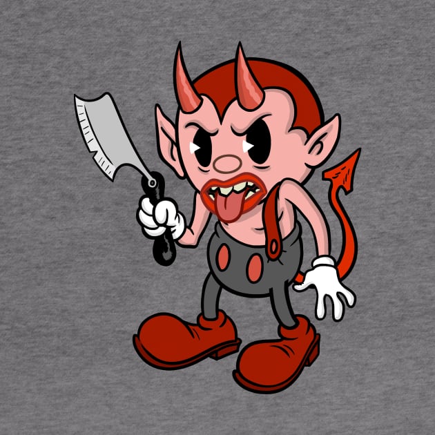 Cute Devil with Razor Creepy Cute Vintage Cartoon Kawaii character. Great gift for those who love vintage cartoons and animation by AtomicMadhouse